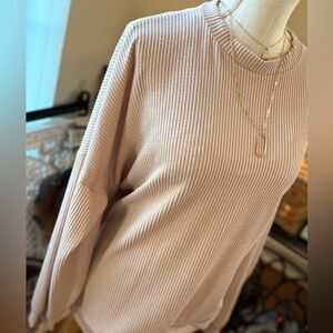 🆕🌿ELDRIDGE: “SAND” Solid Ribbed Pullover Top SMALL